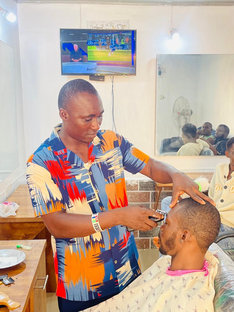 Professional barber at work